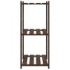  3 szintes barna tömör fenyőfa tárolóállvány 60 x 38 x 90 cm