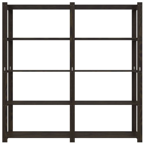  5 szintes fekete tömör fenyőfa tárolóállvány 170 x 38 x 170 cm