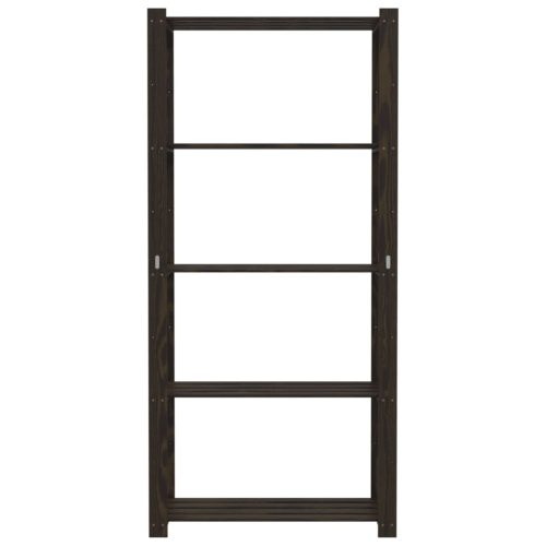  5 szintes fekete tömör fenyőfa tárolóállvány 80x38x170 cm