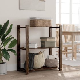    3 szintes fekete tömör fenyőfa tárolóállvány 80 x 38 x 90 cm