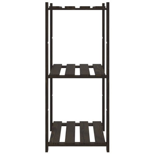  3 szintes fekete tömör fenyőfa tárolóállvány 60 x 38 x 90 cm
