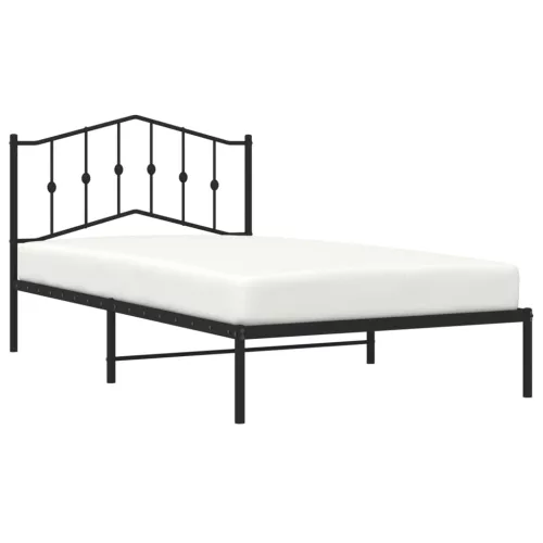  fekete fém ágykeret fejtámlával 107 x 203 cm