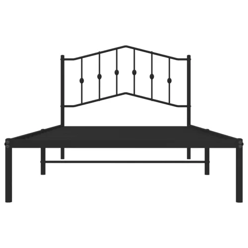  fekete fém ágykeret fejtámlával 107 x 203 cm