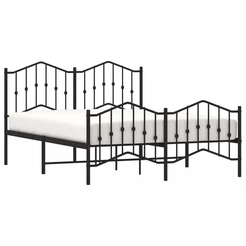  fekete fém ágykeret fej- és lábtámlával 135 x 190 cm