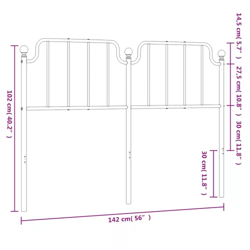  fekete fém csere fejtámla 135 cm