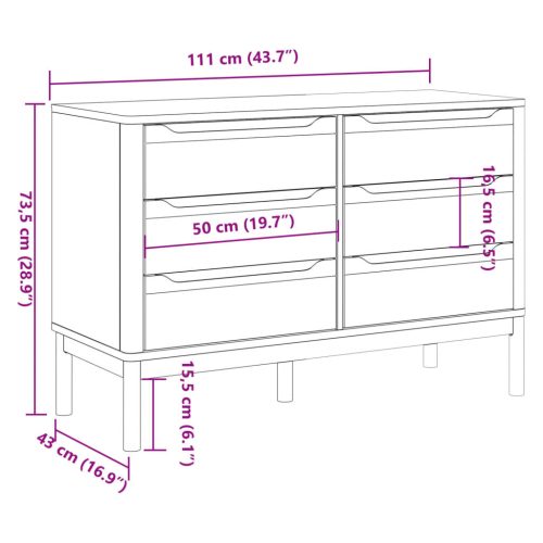  FLORO fehér tömör fenyőfa komód
