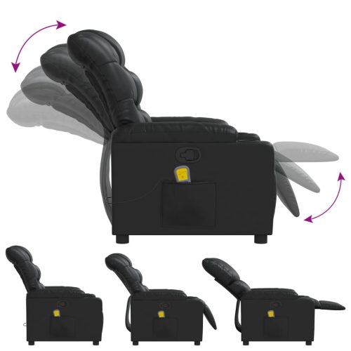  fekete műbőr dönthető masszázsfotel