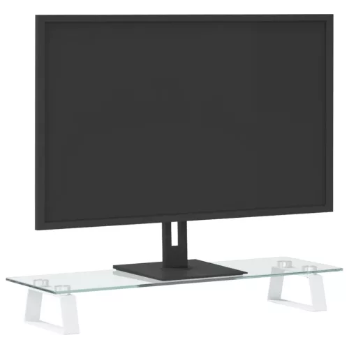  fehér edzett üveg és fém monitorállvány 60 x 20 x 8 cm