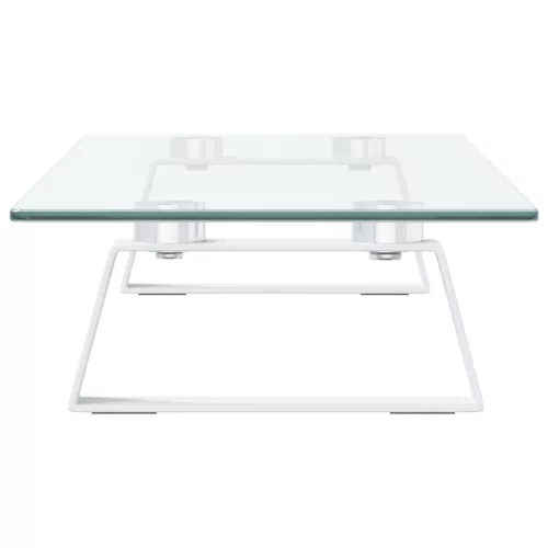  fehér edzett üveg és fém monitorállvány 60 x 20 x 8 cm