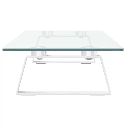  fehér edzett üveg és fém monitorállvány 80 x 20 x 8 cm