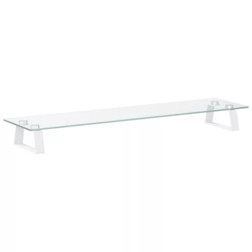  fehér edzett üveg és fém monitorállvány 80 x 20 x 8 cm