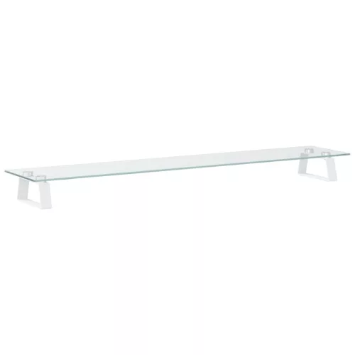 fehér edzett üveg és fém monitorállvány 100 x 20 x 8 cm