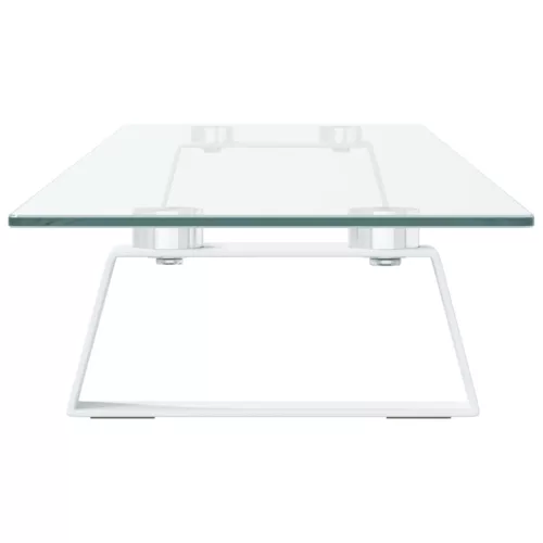  fehér edzett üveg és fém monitorállvány 100 x 20 x 8 cm