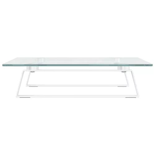  fehér edzett üveg és fém monitorállvány 40 x 35 x 8 cm
