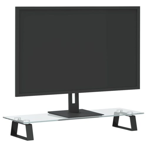  fekete edzett üveg és fém monitorállvány 60 x 20 x 8 cm