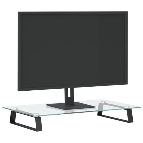  fekete edzett üveg és fém monitorállvány 60 x 35 x 8 cm