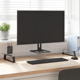    fekete edzett üveg és fém monitorállvány 100 x 35 x 8 cm