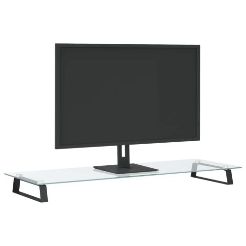  fekete edzett üveg és fém monitorállvány 100 x 35 x 8 cm