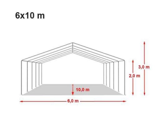 TP 6x10m standard rendezvénysátor, PVC 700 - fehér