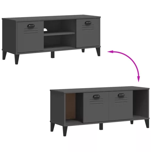  VIKEN antracitszürke szerelt fa cipőtároló pad 106 x 35 x 45 cm