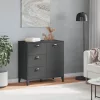  VIKEN antracitszürke szerelt fa tálalószekrény 80 x 40 x 80 cm