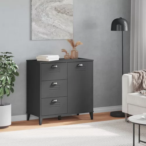  VIKEN antracitszürke szerelt fa tálalószekrény 80 x 40 x 80 cm