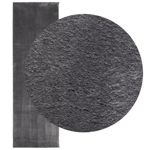  HUARTE antracit rövid szálú puha és mosható szőnyeg 80 x 250 cm