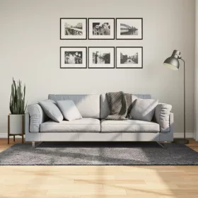    HUARTE antracit rövid szálú puha és mosható szőnyeg 100x200 cm