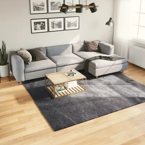  HUARTE antracit rövid szálú puha és mosható szőnyeg 240x240 cm