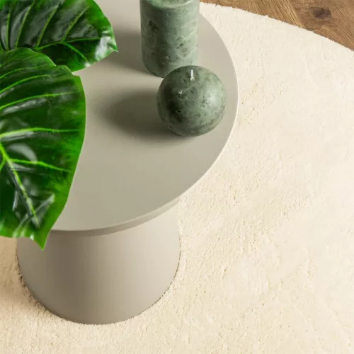  HUARTE krémszínű rövid szálú puha és mosható szőnyeg Ø 160 cm