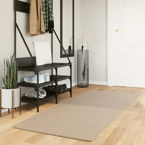  HUARTE homokszínű rövid szálú puha és mosható szőnyeg 80x200 cm