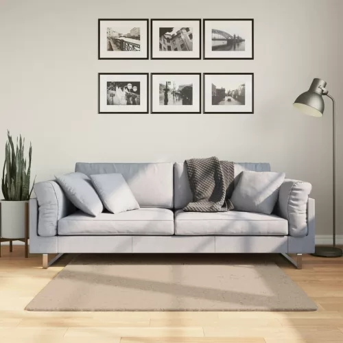  HUARTE homokszínű rövid szálú puha és mosható szőnyeg 120x120cm