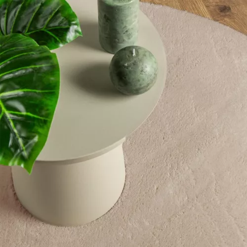  HUARTE homokszínű rövid szálú puha és mosható szőnyeg Ø 120 cm