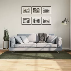    HUARTE erdőzöld rövid szálú puha és mosható szőnyeg 100x200 cm