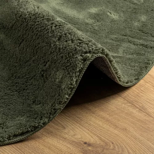  HUARTE erdőzöld rövid szálú puha és mosható szőnyeg Ø 100 cm