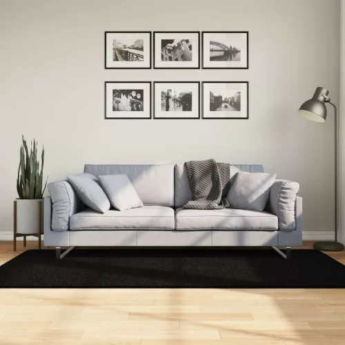  HUARTE fekete rövid szálú puha és mosható szőnyeg 100 x 200 cm