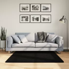    HUARTE fekete rövid szálú puha és mosható szőnyeg 120 x 120 cm