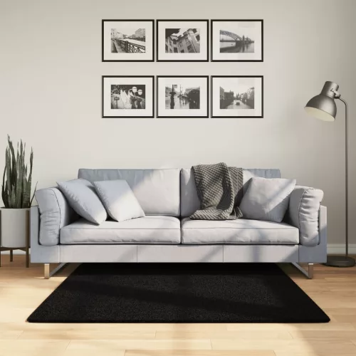  HUARTE fekete rövid szálú puha és mosható szőnyeg 120 x 120 cm