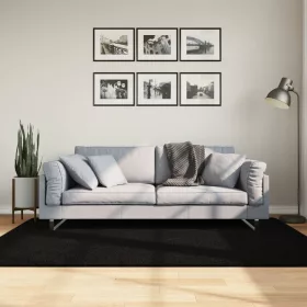   HUARTE fekete rövid szálú puha és mosható szőnyeg 140 x 200 cm