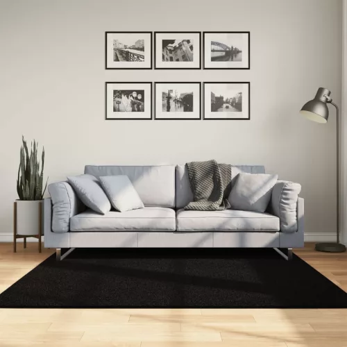  HUARTE fekete rövid szálú puha és mosható szőnyeg 160 x 160 cm