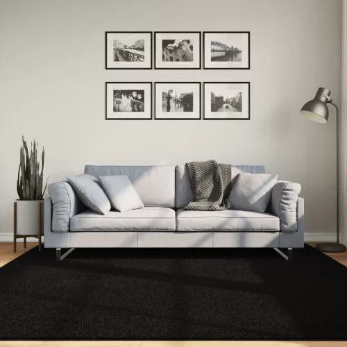  HUARTE fekete rövid szálú puha és mosható szőnyeg 200 x 200 cm