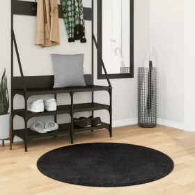    HUARTE fekete rövid szálú puha és mosható szőnyeg Ø 100 cm