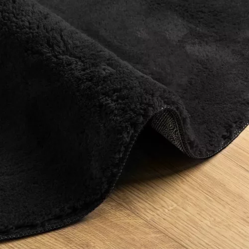  HUARTE fekete rövid szálú puha és mosható szőnyeg Ø 100 cm