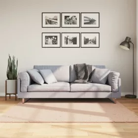    HUARTE púderszínű rövid szálú puha és mosható szőnyeg 160x160cm
