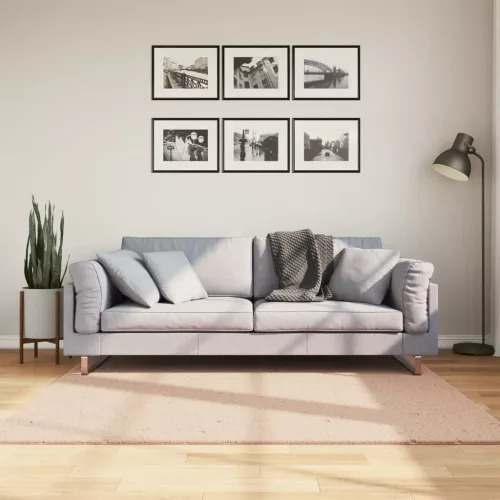  HUARTE púderszínű rövid szálú puha és mosható szőnyeg 160x160cm
