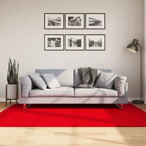  HUARTE piros rövid szálú puha és mosható szőnyeg 140 x 200 cm