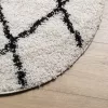  PAMPLONA krém-fekete magas szálú bolyhos modern szőnyeg Ø120 cm