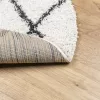  PAMPLONA krém-fekete magas szálú bolyhos modern szőnyeg Ø120 cm