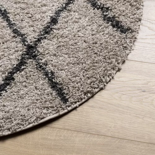  PAMPLONA bézs és antracit bolyhos modern szőnyeg Ø 120 cm
