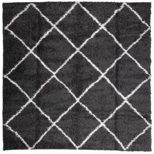  PAMPLONA fekete és krém bolyhos modern szőnyeg 120 x 120 cm